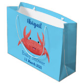 Cute red spotty crab cartoon afbeelding groot cadeauzakje (Achterkant Gekanteld)
