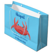 Cute red spotty crab cartoon afbeelding groot cadeauzakje (Voorkant Gekanteld)