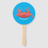Cute red spotty crab cartoon afbeelding handwaaier (Achterkant)