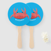 Cute red spotty crab cartoon afbeelding handwaaier (Voorkant en achterkant)