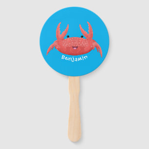 Cute red spotty crab cartoon afbeelding handwaaier