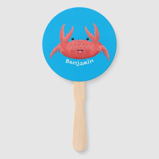Cute red spotty crab cartoon afbeelding handwaaier (Voorkant)
