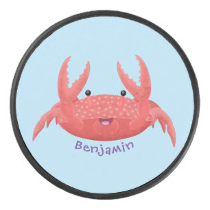Cute red spotty crab cartoon afbeelding hockey puck