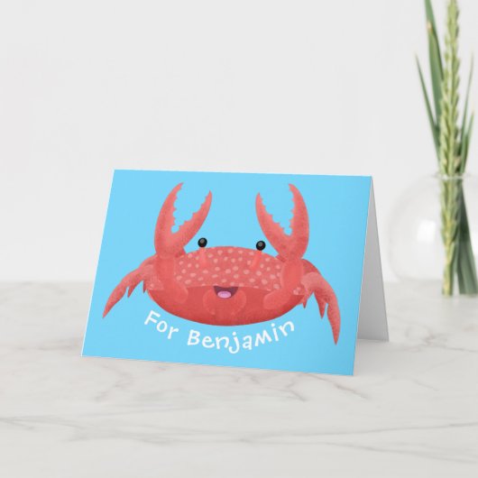 Cute red spotty crab cartoon afbeelding kaart (Voorkant)