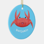 Cute red spotty crab cartoon afbeelding keramisch ornament (Rechts)