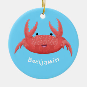Cute red spotty crab cartoon afbeelding keramisch ornament