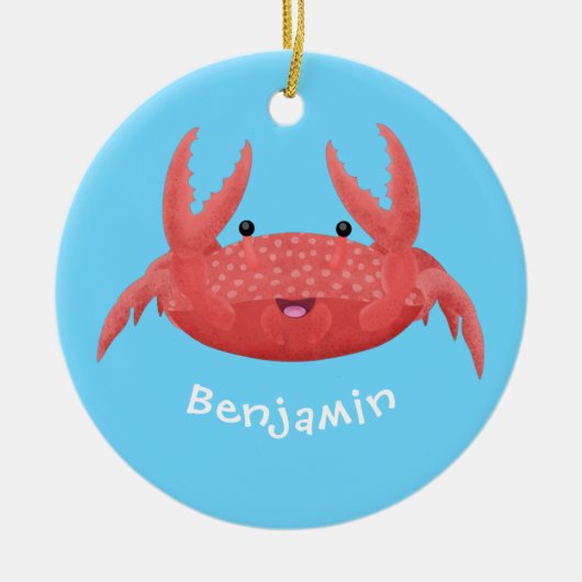 Cute red spotty crab cartoon afbeelding keramisch ornament (Voorkant)