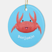 Cute red spotty crab cartoon afbeelding keramisch ornament (Links)