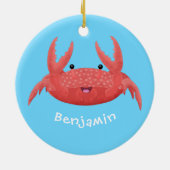 Cute red spotty crab cartoon afbeelding keramisch ornament (Achterkant)