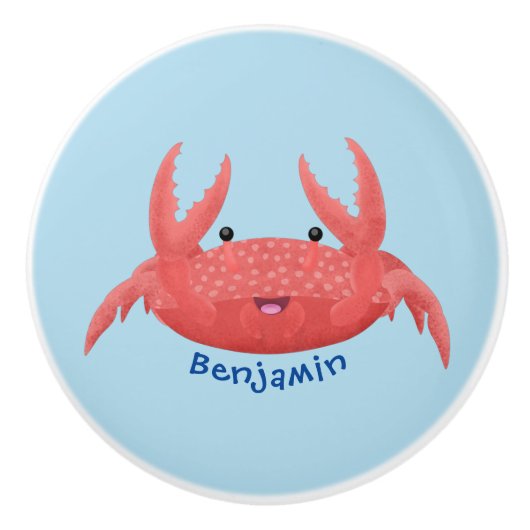 Cute red spotty crab cartoon afbeelding keramische knop (Voorkant)