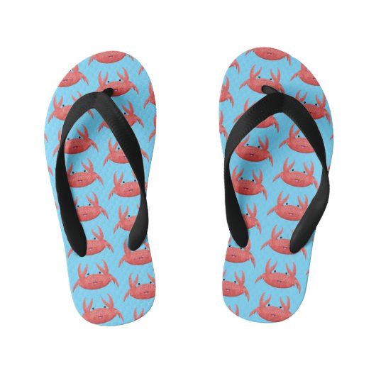 Cute red spotty crab cartoon afbeelding kinder teenslippers (Voetbed)