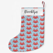 Cute red spotty crab cartoon afbeelding kleine kerstsok (Achterkant)