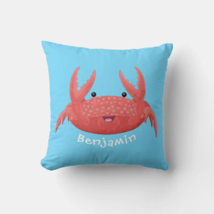 Cute red spotty crab cartoon afbeelding kussen