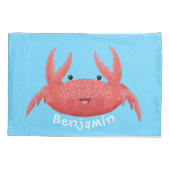 Cute red spotty crab cartoon afbeelding kussensloop (Achterkant)
