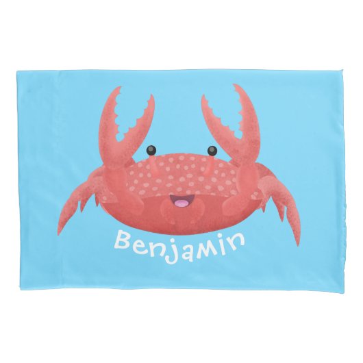 Cute red spotty crab cartoon afbeelding kussensloop (Voorkant)