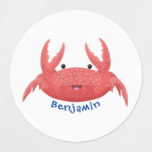 Cute red spotty crab cartoon afbeelding labels (Design 1)