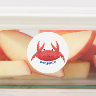 Cute red spotty crab cartoon afbeelding labels