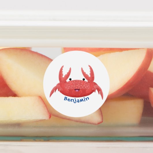 Cute red spotty crab cartoon afbeelding labels (Aangebracht)