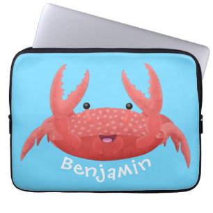 Cute red spotty crab cartoon afbeelding laptop sleeve