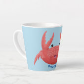Cute red spotty crab cartoon afbeelding latte mok (Linkerhoek)