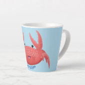 Cute red spotty crab cartoon afbeelding latte mok (Rechterhoek)