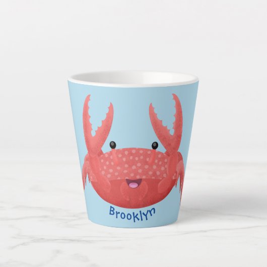 Cute red spotty crab cartoon afbeelding latte mok (Voorkant)