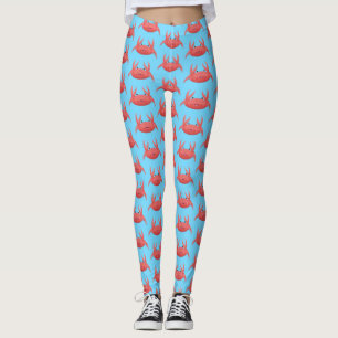 Cute red spotty crab cartoon afbeelding leggings