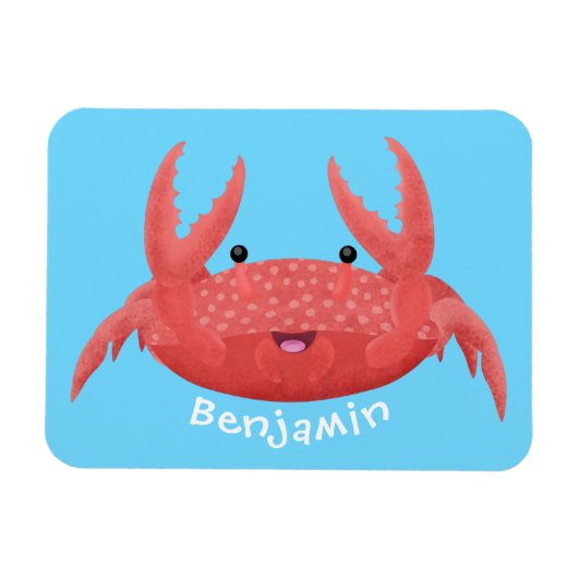 Cute red spotty crab cartoon afbeelding magneet (Horizontaal)