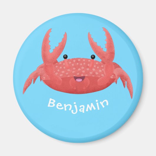 Cute red spotty crab cartoon afbeelding magneet (Voorkant)