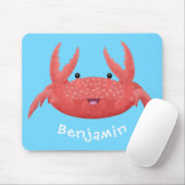 Cute red spotty crab cartoon afbeelding muismat (Met muis)