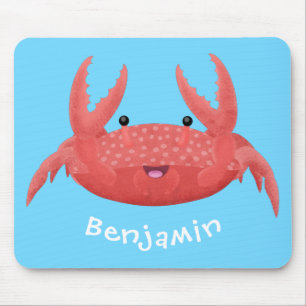 Cute red spotty crab cartoon afbeelding muismat