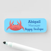 Cute red spotty crab cartoon afbeelding naamplaatje (In situ)