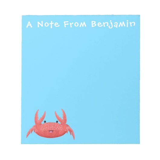 Cute red spotty crab cartoon afbeelding notitieblok (Voorkant)