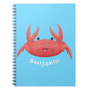 Cute red spotty crab cartoon afbeelding notitieboek