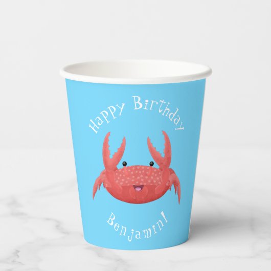 Cute red spotty crab cartoon afbeelding papieren bekers (Achterkant)