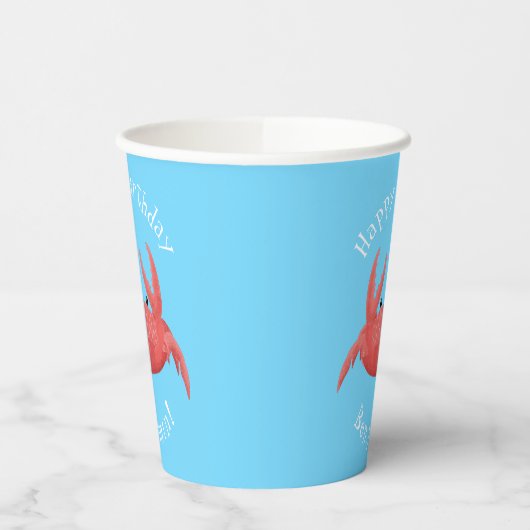 Cute red spotty crab cartoon afbeelding papieren bekers (Links)