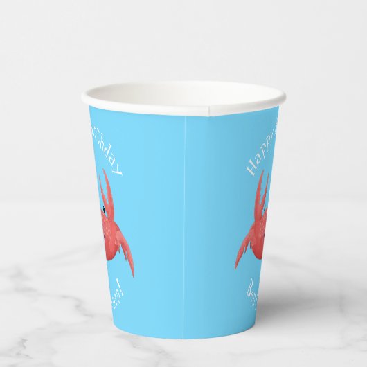 Cute red spotty crab cartoon afbeelding papieren bekers (Rechts)