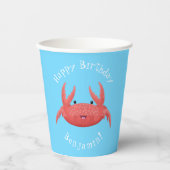 Cute red spotty crab cartoon afbeelding papieren bekers (Voorkant)