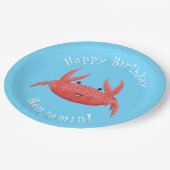 Cute red spotty crab cartoon afbeelding papieren bordje (Gekanteld)