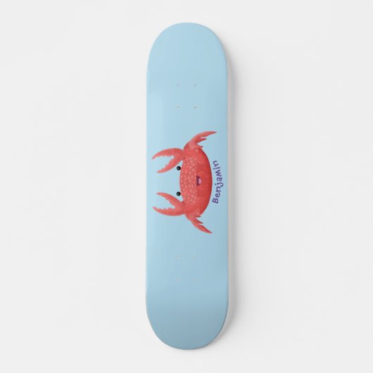Cute red spotty crab cartoon afbeelding persoonlijk skateboard (Voorkant)