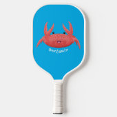 Cute red spotty crab cartoon afbeelding pickleball paddle (Achterkant)
