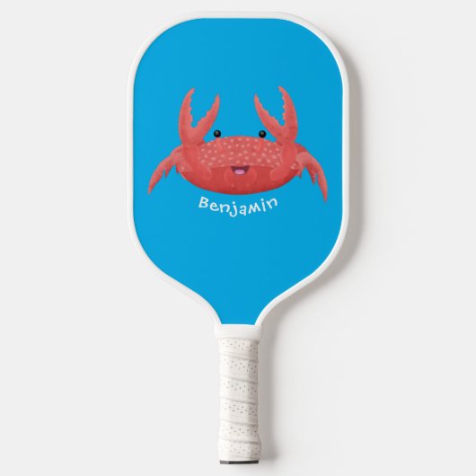 Cute red spotty crab cartoon afbeelding pickleball paddle (Voorkant)