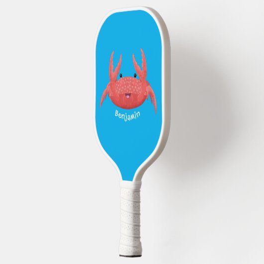 Cute red spotty crab cartoon afbeelding pickleball paddle (Links)