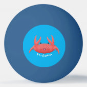 Cute red spotty crab cartoon afbeelding pingpongbal (Voorkant)