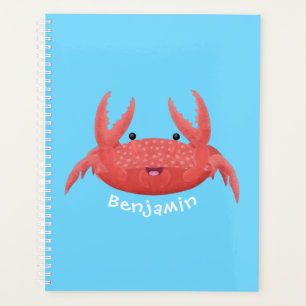 Cute red spotty crab cartoon afbeelding planner