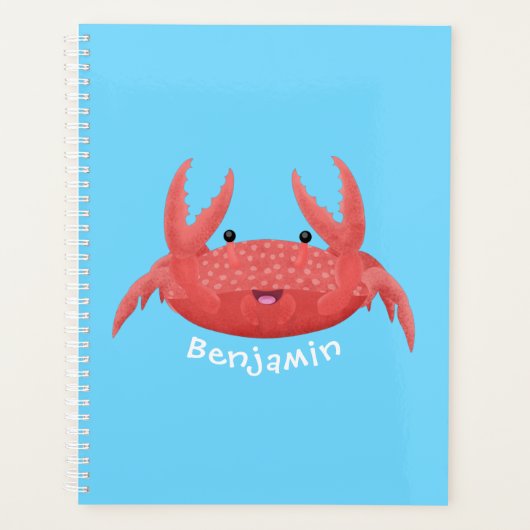 Cute red spotty crab cartoon afbeelding planner (Voorkant)