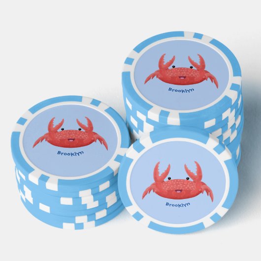 Cute red spotty crab cartoon afbeelding poker chips (Opstapeling)