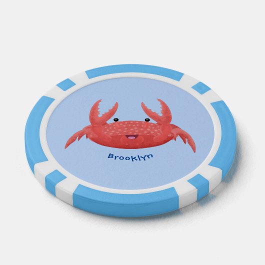 Cute red spotty crab cartoon afbeelding poker chips (Enkel)