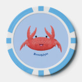 Cute red spotty crab cartoon afbeelding poker chips (Voorkant)