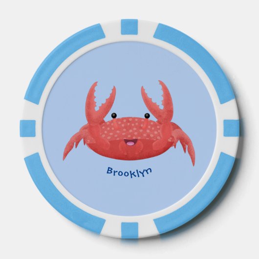 Cute red spotty crab cartoon afbeelding poker chips (Voorkant)